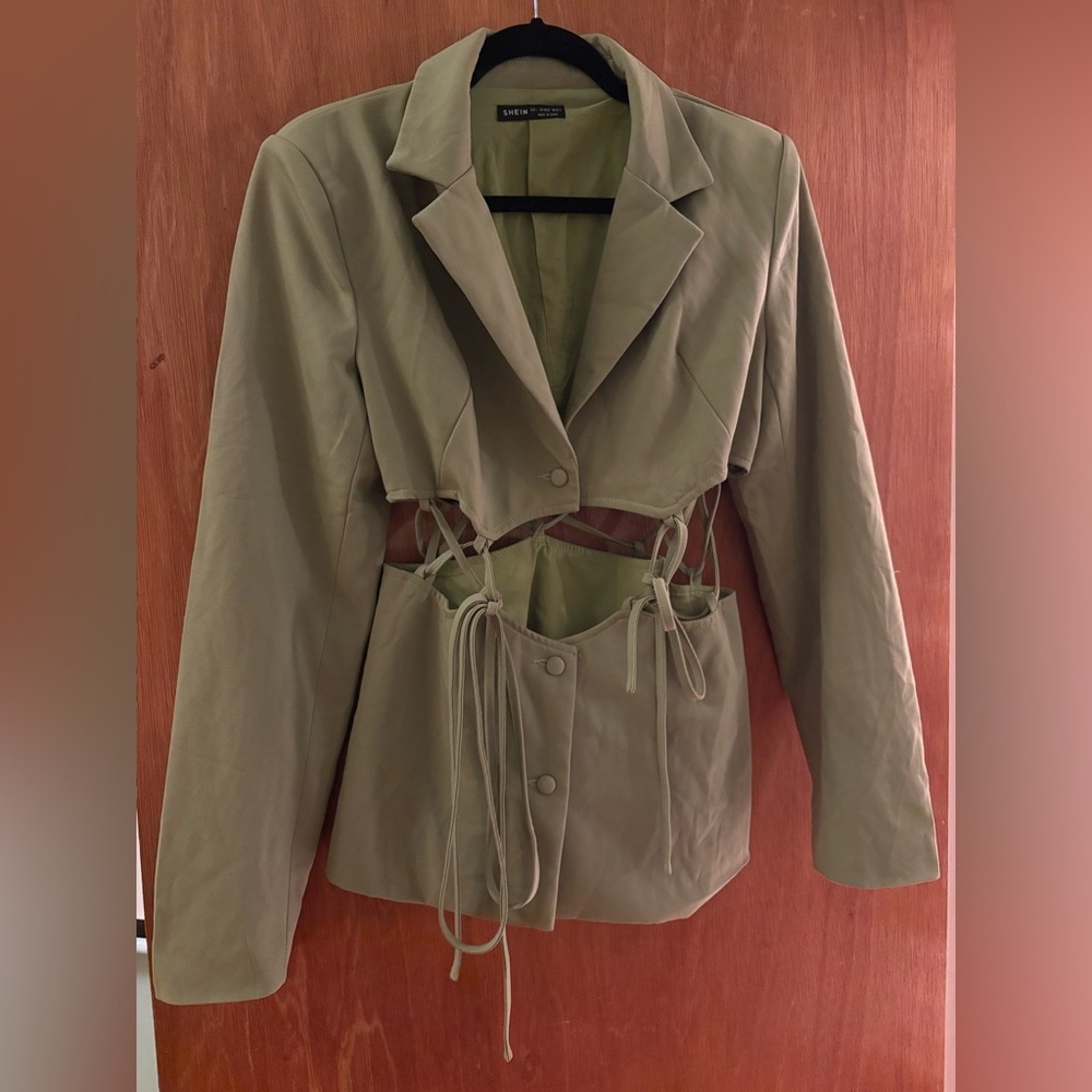 Khaki Cut-Out Blazer